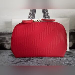 Burberry Beauty Red Embossed Cosmetic Bag - NIB